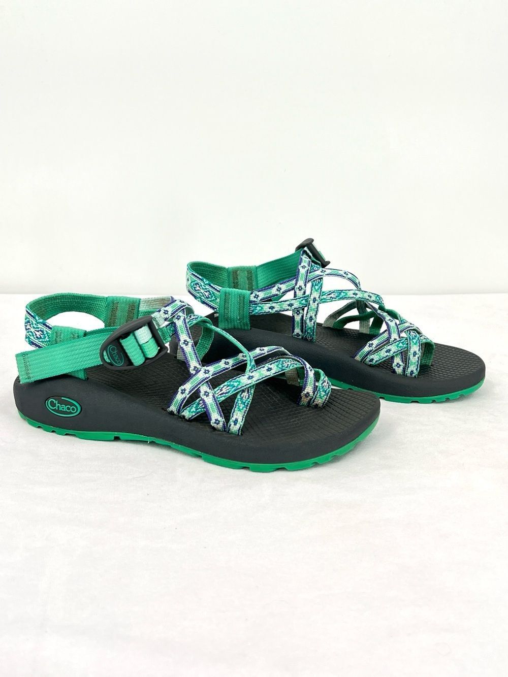 Chaco ZX/2 Classic Mint Green Purple Geo Pattern Strappy Hiking Sandals Size 7
